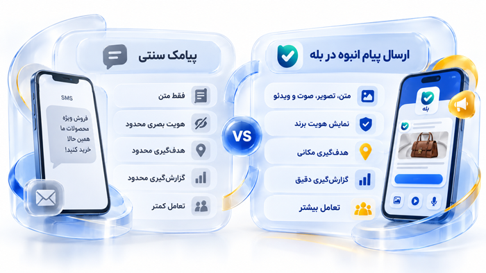 ارسال پیام انبوه در بله در مقابل پیامک سنتی ارسال پیام انبوه در بله در مقابل پیامک سنتی